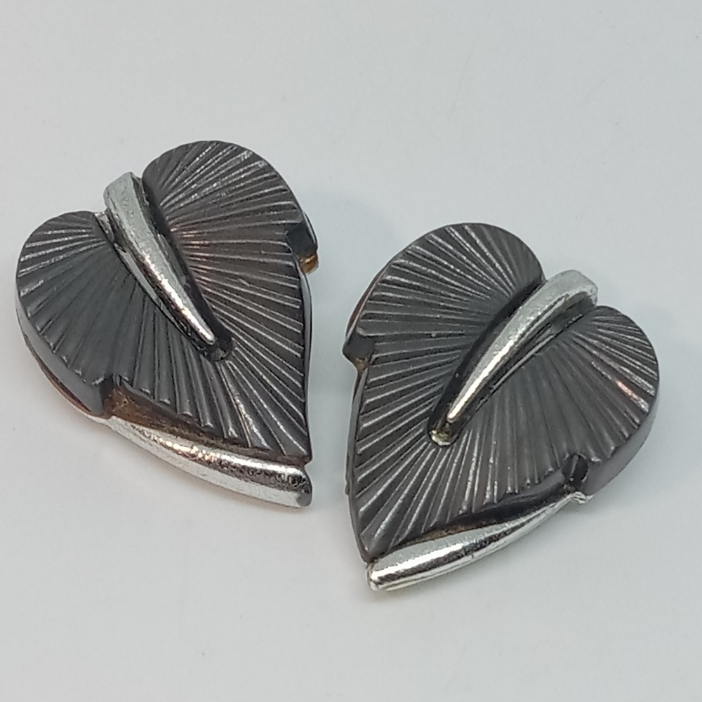 👍 5 for $20 vintage brown thermoset leaf leaves silver tone clip on earrings